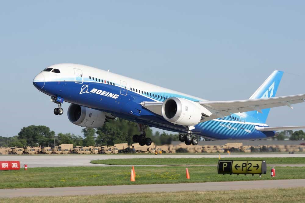 Boeing aircraft taking off