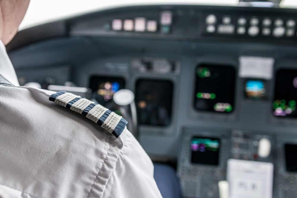 View from over a pilot's shoulder