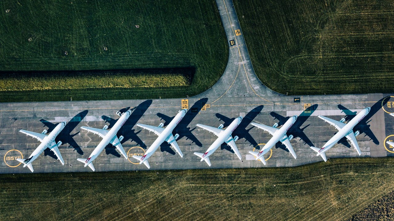 Photo showing parked aircraft fleet