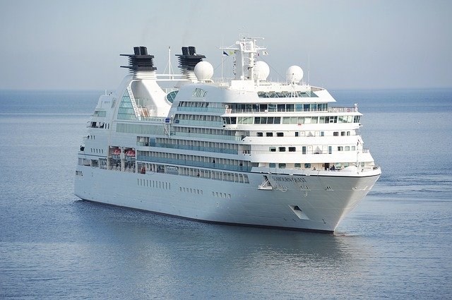 Photo of a cruise liner in the open ocean
